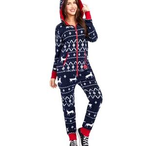 WOMEN’S BLUE REINDEER JUMPSUIT Tipsy Elves sz Large